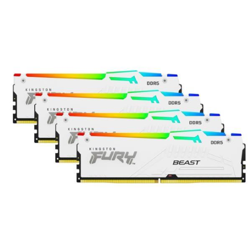 Kingston FURY Beast RGB - DDR5 - kit - 64 GB: 4 x 16 GB - DIMM 288-PIN - 5200 MHz / PC5-41600 - CL40 - 1.25 V - senza buffer - ECC - bianco